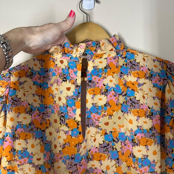 Stine Goya Judy Tiered Floral Silk Crepe Maxi Dress Multi Womens Size M Prairie - Picture 7 of 11